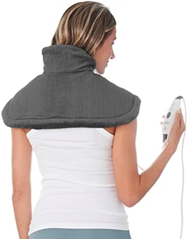 Pure Enrichment PureRelief Neck & Shoulder Heating Pad - 4 Heat Settings, Auto Shut-Off, Universal Fit, Magnet Closure, Soft Micromink, Storage Bag, 5-Year Warranty, Machine Wash (Turquoise Blue)