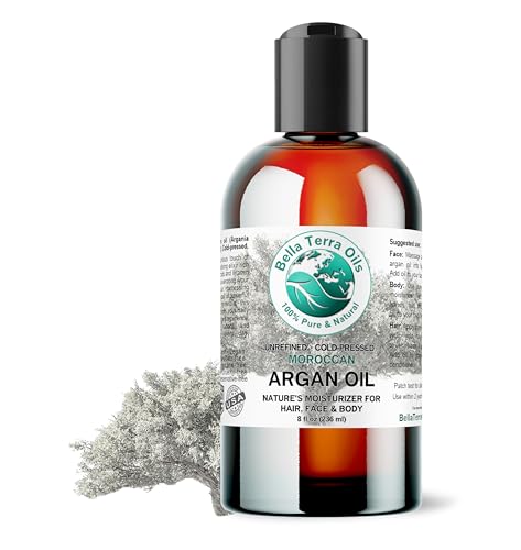 Bella Terra Oils - Argan Oil 2 oz - Cold-Pressed from Morocco, Rich in Vitamin E & Fatty Acids, Perfect Hair Oil Serum to Combat Frizz, Luxurious Face Oil