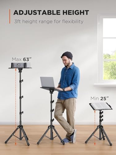 AMADA Projector Stand, Laptop Stand with Adjustable Height 22 to 36 inch, Heavy Duty Projector Mount as DJ Racks, Portable Projector Tripod Stand