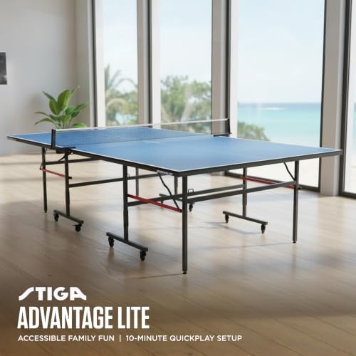STIGA Advantage Series Indoor Ping Pong Table, Foldable Table Tennis Table - 13, 15, 18, and 25mm Tabletops - Quickplay 10 Minute Assembly - Playback Mode - Recreational- to Tournament-Level