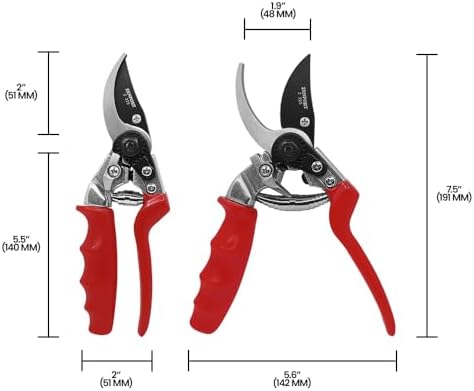 Zenport Z225 Bypass Pruner with Rotating Handle, 1-Inch Cut, 8.5-Inch , Red