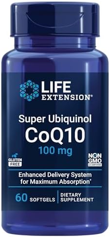 Life Extension Super Ubiquinol CoQ10, Heart Health Supplement, Cell Energy, oxidative Stress Defense, Maximum Absorption, 100 mg, Non-GMO, Gluten-Free