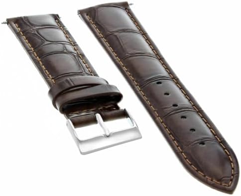 Ewatchparts 19mm Dark Brown Leather Watch Band Replacement Watch Strap Silver Buckle Compatible With Invicta Pro Diver Russian
