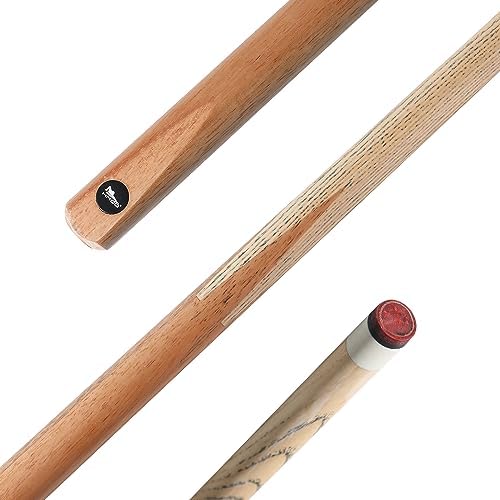 HMQQ 58 Inch One-Piece Pool Cue Sticks, 20 oz, 13mm Tip, 4/6/8 Pack | Black and natural wood-color cues with 13mm leather tips for home tables, bars