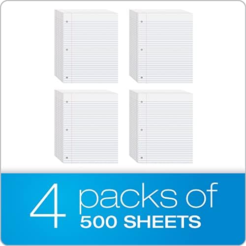 Oxford Loose Leaf Paper, 500 Sheets, College Rule Filler Notebook Paper, 8-1/2" x 11", 3-Hole Punched Fits 3-Ring Binders (62349)