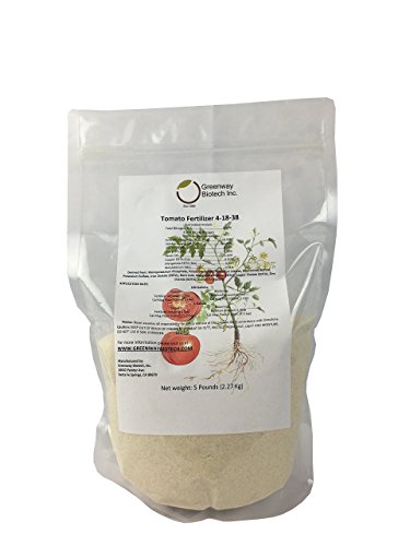 Greenway Biotech, Inc. Tomato Fertilizer 4-18-38 Powder - Water Soluble with Chelated Micronutrients for Tomatoes Peppers Eggplant - Bigger Fruit Better Flavor - Hydroponics or Soil - 5 LB