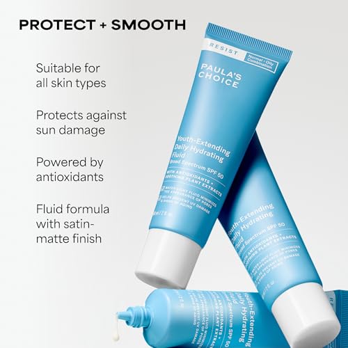 Paula's Choice RESIST Hydrating Fluid Face Moisturizer SPF 50 | Face Sunscreen for Oily Skin with Chamomile & Vitamin E, UVA/UVB Protection, Fragrance-Free, TSA Friendly