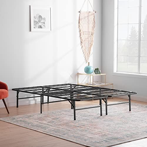 Linenspa Folding Metal Platform Bed Frame - Easy Assembly - Sturdy Steel - No Box Spring Needed - Underbed Storage - Mattress Foundation - 14" High
