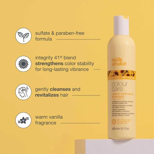 milk_shake color maintainer shampoo | for color-treated hair | sulfate-free formula with milk proteins and sunflower seed extract to help preserve