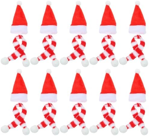 HEALLILY Party Wine Bottle Cork 20pcs Christmas Mini Santa Hats Wine Topper Covers Christmas Wine Bottle Decorations for Xmas Holiday Party (Red and