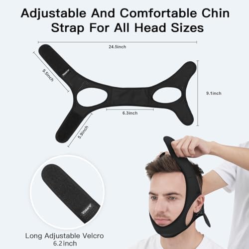 Anti Snore Chin Strap [Upgraded], Vosaro Snoring Solution Effective Anti Snore Device, Adjustable and Breathable Stop Snoring Head Band for Men Women