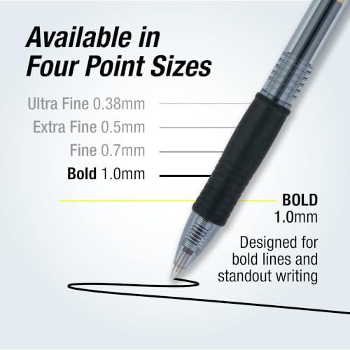 PILOT G2 Premium Rolling Ball Gel Pens, 1.0 mm, Black Ink, 4-Pack