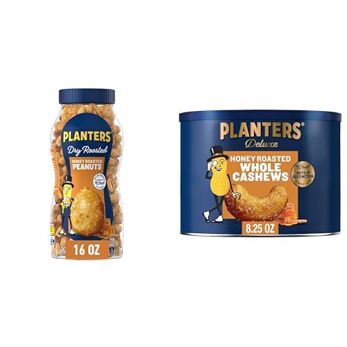 PLANTERS Honey Roasted Peanuts, Plant Based Protein Snacks, 16 Oz (1 Ct) | Roasted Sweet & Salty Nuts. Kosher. Resealable Jar. Snacks for Adults. Party Mix, Party Snacks