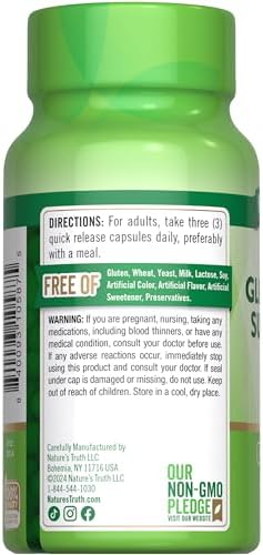 Nature's Truth Glucosamine Sulfate Capsules | 3000mg | 60 Count | Triple Strength | Non-GMO & Gluten Free Supplement | Triple Strength | Non-GMO &