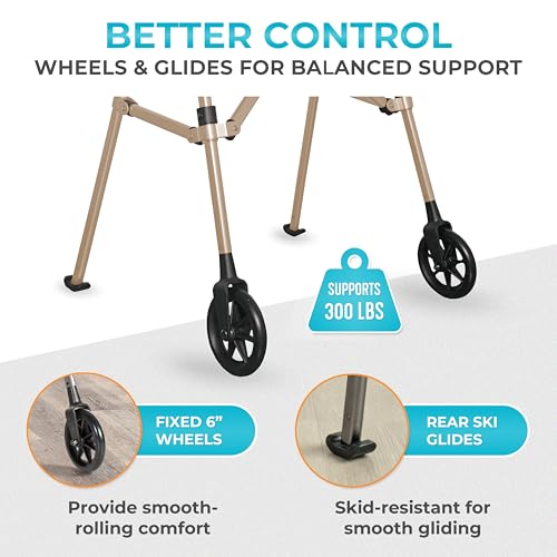 Stander Space Saver Walker Short, Lightweight Folding Rolling Mobility Aid for Juniors & Petite Adults