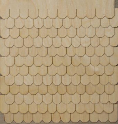 Greenleaf Miniature Dollhouse Octagon Shingle Strips (Birch Wood, 9" x 1.5", 225 sq. in., 1" Scale)