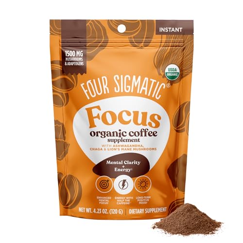 Four Sigmatic Organic Instant Coffee Powder | Mushroom Coffee Instant Mix with Cordyceps, Chaga and Eleuthero for Better Focus and Immune Support | 10 Packets