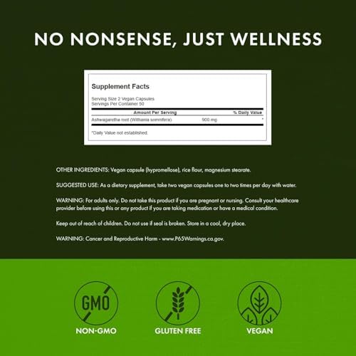 Swanson Ashwagandha Powder Supplement, 450 mg, 100 Capsules, 2 Pack | Herbal Adaptogen Supporting a Healthy Stress Response and Relaxation, Also Aids Immune and Energy, Ayurvedic Indian Ginseng