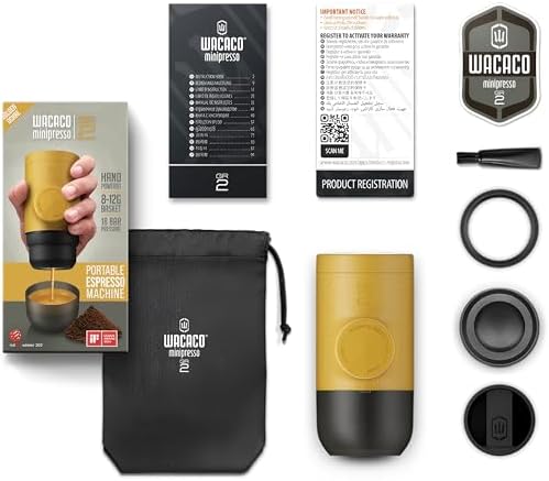 Wacaco Minipresso GR, Portable Espresso Machine, Compatible Ground Coffee, Hand Coffee Maker, Travel Gadgets, Manually Operated, Perfect for Camping, Hiking