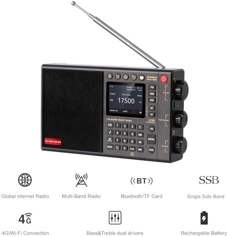 CHOYONG LC90 Smart Internet Radio | AM/FM, Longwave & Shortwave Multi-Band, SSB Single Side Band Reception, WiFi/4G, Bluetooth, TF Card