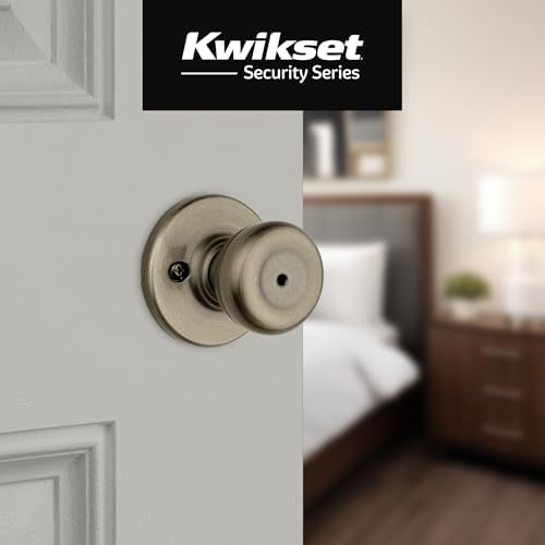Kwikset Tylo Interior Privacy Door Knob with Lock, Door Handle For Bathroom and Bedroom, Polished Brass Keyless Turn Lock Doorknob, 1 Count (Pack of 1)