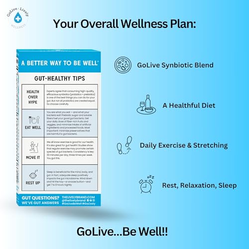 GoLive Prebiotic & Probiotic for Women, Men, Kids. Flavor-Free, Sugar-Free, Synbiotic Powder w/ GOS, L-Glutamine, Vitamin D3, Electrolytes. For Gut Health, Digestion, Metabolism, Immunity 15-50B CFUs. | Flavor-Free, Sugar-Free, All-Natural Ingredients, C…