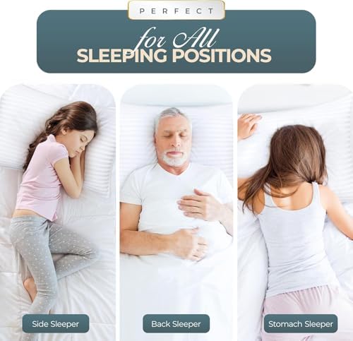 Utopia Bedding Hotel Bed Pillows for Sleeping, Pillows King Size Set of 2 | Down alternative pillows, cooling hotel quality, luxury comfort for back, side & stomach sleepers, Premium Stripes, White