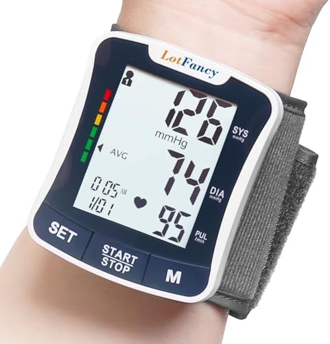 LotFancy Wrist Blood Pressure Monitor for Home Use with Voice Broadcast, Blood Pressure Machine Adjustable Wrist Cuff 5.3"-8.5"