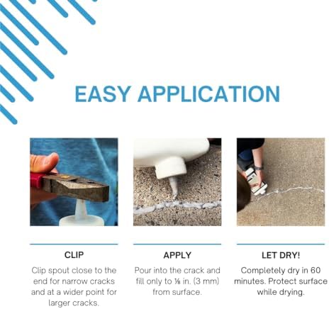 Gray Pourable Concrete Crack Filler, 1 Gallon | Liquid Cement Crack Filler for Concrete, Gallon Size, Pourable, Fills Cracks, Gray in Color, Driveways