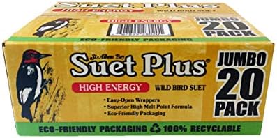 ST. ALBANS BAY SUET PLUS High Energy Suet Cakes, 20 Pack of 11 oz. Suet Cakes for Wild Birds
