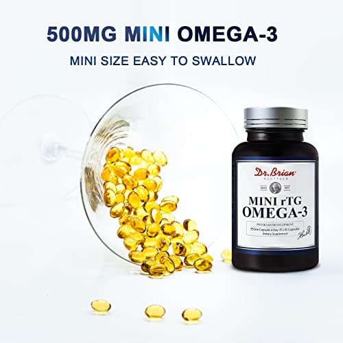 Dr.Brian Fish Oil Supplement 130 Softgel, Highly Absorbed rTG Mini Omega 3 Fish Oil Capsule with EPA/DHA Fatty Acids Vitamin D E