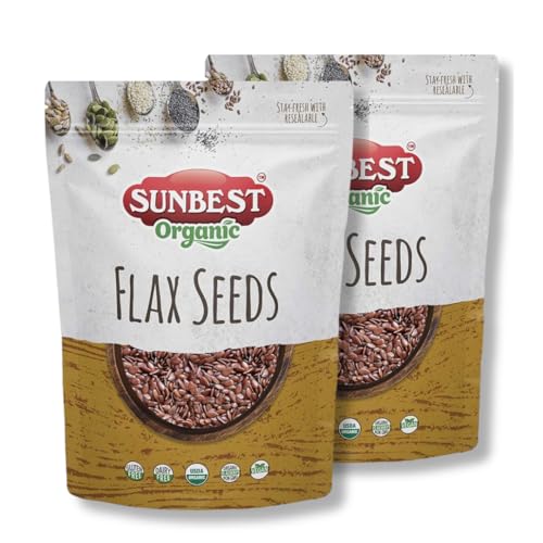 Sunbest Natural Organic Brown Sesame Seeds 32 oz.(2 lb) - USDA Organic, Non-GMO, Vegan, Gluten-free, Kosher - Fresh & Nutrient-Rich Snack, Topping, Baking - 2-Pack 16 oz
