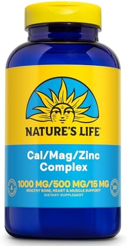 Nature's Life Cal Mag Zinc Complex - Calcium (1000 mg), Magnesium (500 mg), Zinc (15 mg), & D3 Supplement, Trace Mineral Support for Bones & Teeth