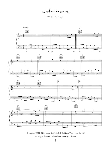 Enya - Watermark | Piano Vocal Guitar Songbook | Celtic New Age Sheet Music Collection for Piano Players | Transcribed Vocal Melodies with Guitar