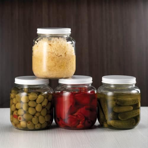 Paksh Novelty 64 oz Mason Jar, Half Gallon Jar, Wide Mouth, Clear, 4 Pack
