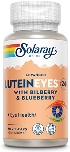 SOLARAY Advanced Lutein Eyes 24 mg, 30 VegCaps | Eye & Macular Health Support, Lutein, Zeaxanthin, Bilberry & Blueberry, 30 Servings