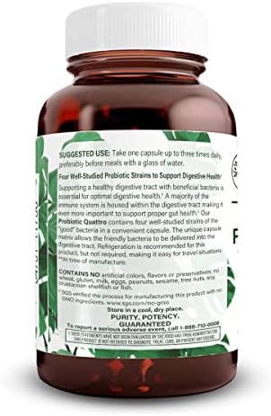 Natural Nutra Probiotic Quattro, 50 Vegetarian Capsules | Advanced Probiotic Supplement, 4 Powerful Strains Including Lactobacillus Acidophilus, Bifidus, Supports Digestive