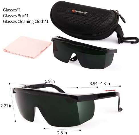 FreeMascot IPL 200nm-2000nm Laser Safety Glasses for Laser Hair Removal Treatment and Laser Cosmetology Operator Eye Protection with Case (Green)