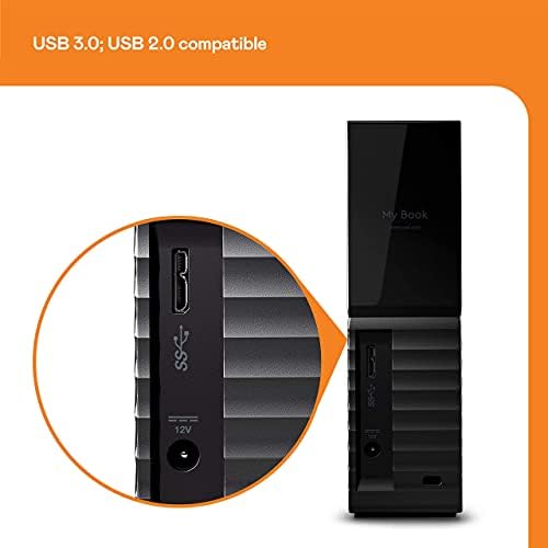 Western Digital 6TB My Book Desktop External Hard Drive, USB 3.0, External HDD with Password Protection and Auto Backup Software - WDBBGB0060HBK-NESN
