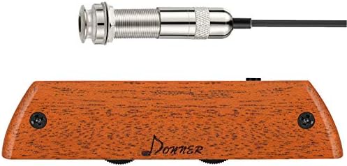 Donner Acoustic Guitar Pickup, Guitar Pickups Passive Mahogany Soundhole Pickup with Humbucker Volume Tone Control