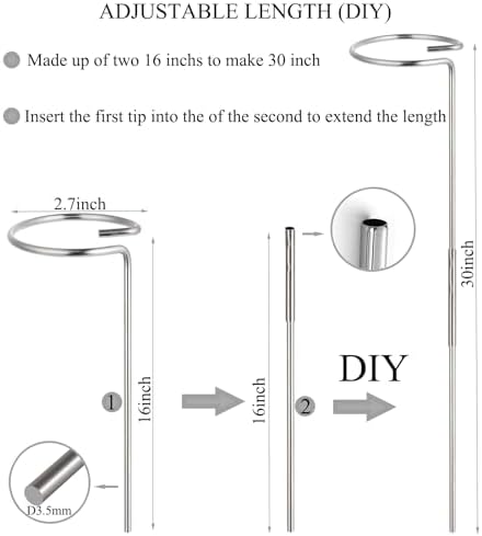 30 Inch Or 16 InchPlant Stakes for Flowers - 5 Pack, Adjustable Height