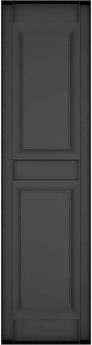 14 3/4"W x 71"H EverColor Raised Panel Exterior Vinyl Shutters, w/Installation Shutter-Lok's & Matching Screws (Per Pair), Black