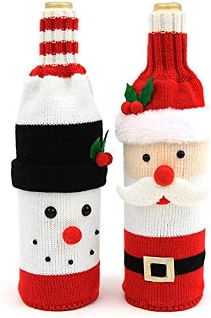 Cute Christmas Sweater Wine Bottle Cover, Handmade Wine Bottle Sweater for Christmas Decorations Cute Christmas Sweater Party Decorations 2pcs