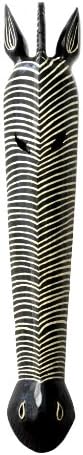 G6 Collection 39" Wooden Tribal African Zebra Wall Mask Plaque Hanging Hand Carved Home Decor Accent Art Unique Sculpture Wood Decoration Handmade