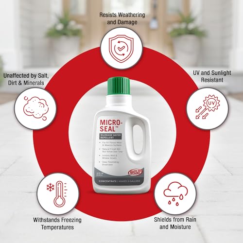 Rainguard Pro Micro-Seal, Wood & Masonry Surface Sealer, 5 Gallons | For Water & Weather Damage, All Porous Surfaces, Silane Siloxane Water Repellent, Clear Natural Finish, Ready To Use