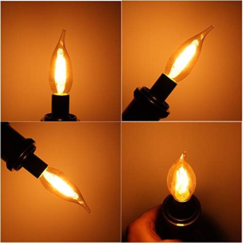LiteHistory CA10 E12 Candelabra Bulb 40 watt,Amber Light Bulbs,2200K,6Pack | 4w=40 watt Light Bulbs,E12 Bulb,250lm,AC120V,ETL,Candelabra Light Bulbs for Chandelier Light Bulbs,Pendant,Candle Light Bulbs