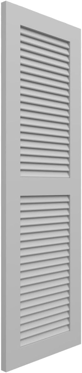 18"W x 60"H True Fit PVC Two Equal Louver Shutters, Unfinished (Per Pair - Hardware Not Included)