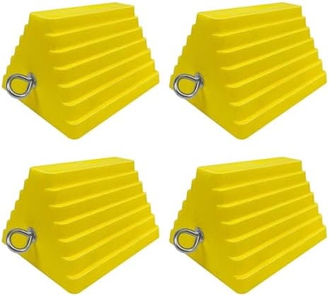 ROBLOCK 2 Pack Wheel Chocks Heavy Duty Orange with Eyebolt for Travel Trailer, 10" Length x 8" Width x 5.7" Height