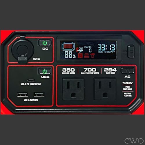 NEW! FITS PREDATOR 350 Power Station, 350 Running Watt, 294 Wh Capacity - 700 starting Watts, Pure Sine Wave, Powers 6 Devices at Once