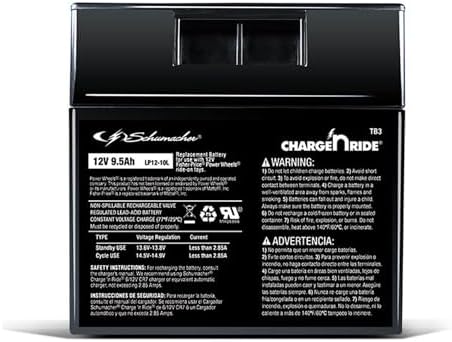 Schumacher Electric 12V Battery for Ride on Toys - TB3 12V 9.5 Amp Hours & Replaceable Fuse - Rechargeable 12V Ride On Replacement Battery for